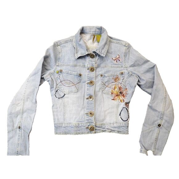 Zana Di Jackets & Blazers - Vintage Y2K 00s Zana Di Denim Jacket Embroidered 90s Short Jean Jacket Sz Small